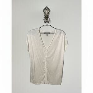 Daniel Rainn Shirt Women's Medium Cream V-Neckline Front Back Sleeveless Airy